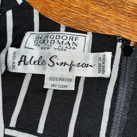 Bergdorf Goodman Adele Simpson vintage midi dress striped black white size 14 - Picture 3 of 7